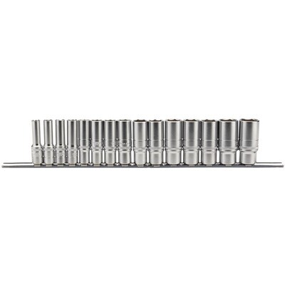 Metric Deep Socket Set on a Metal Rail, 3/8&quot; Sq. Dr. (15 Piece)