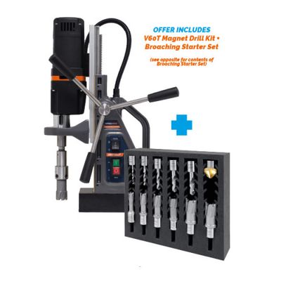 V60T Mag Drill + Broaching Starter Set (230v) UK Plug