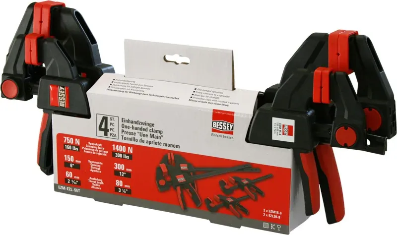 Bessey EZM-EZL SET - 4 Piece Clamp Set - BESEZMEZLSET