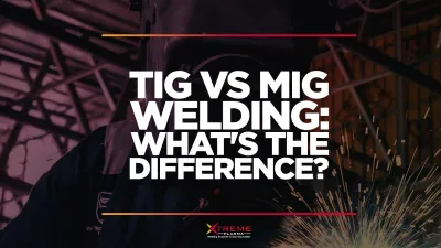 featured image for tig vs mig welding, with someone welding in the background.