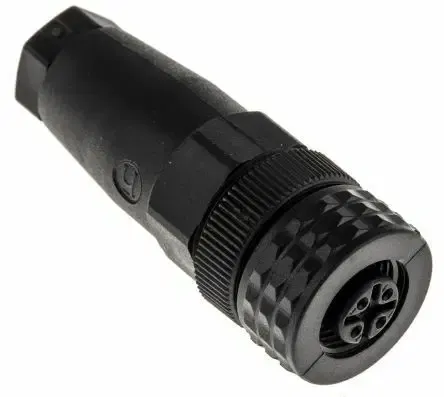 M12 Female Cable Mount Connector, 4 Pole Socket