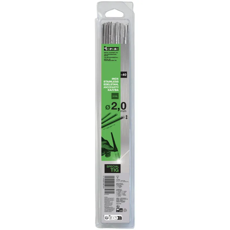TIG FILLER RODS (x40) - STAINLESS STEEL (316L) Ø2.0 - 330mm (BLISTER)