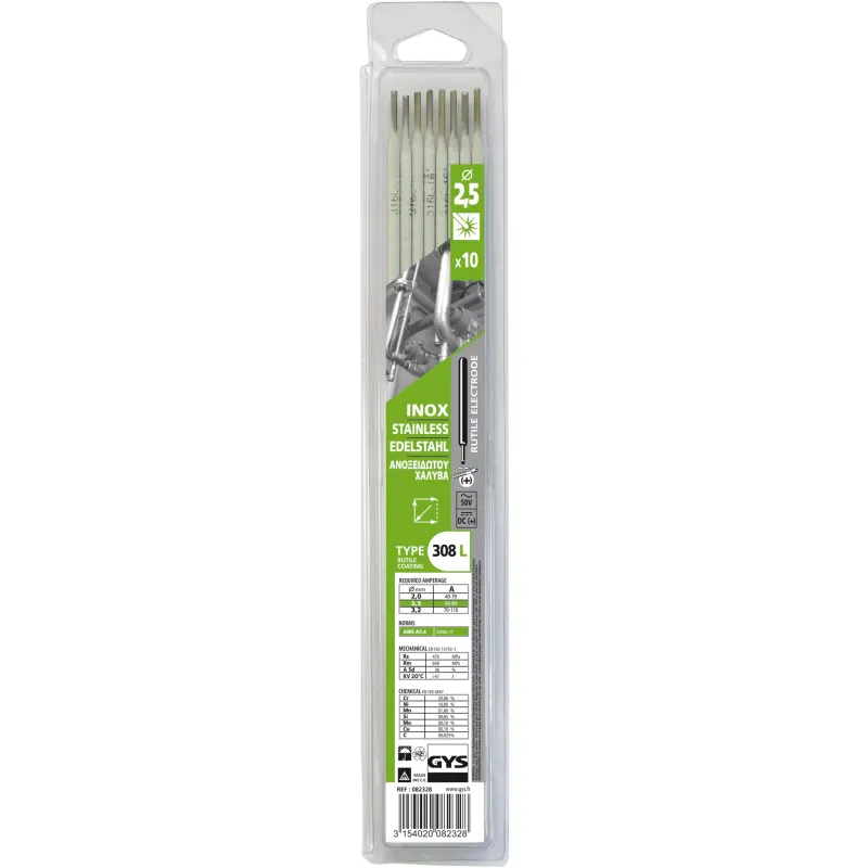10 STAINLESS STEEL ELECTRODES - 308L - Ø2.5 (BLISTER)