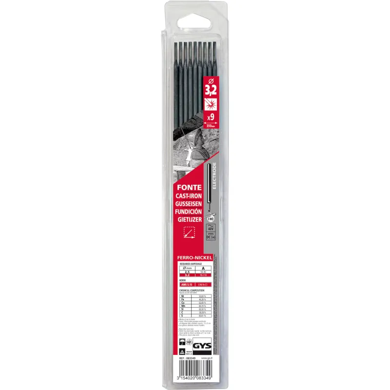 9 CAST IRON ELECTRODES - Ø3.2 (BLISTER)