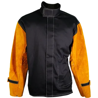 Parweld Panther BLACK PPE Leather Sleeve Welding Jacket Large