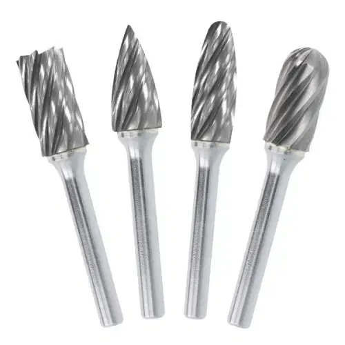 HMT Ali CutTCT Burr 12mm 4Pc Set, Flame, Cylinder, Ball Nose, Tree (4022-SET1)