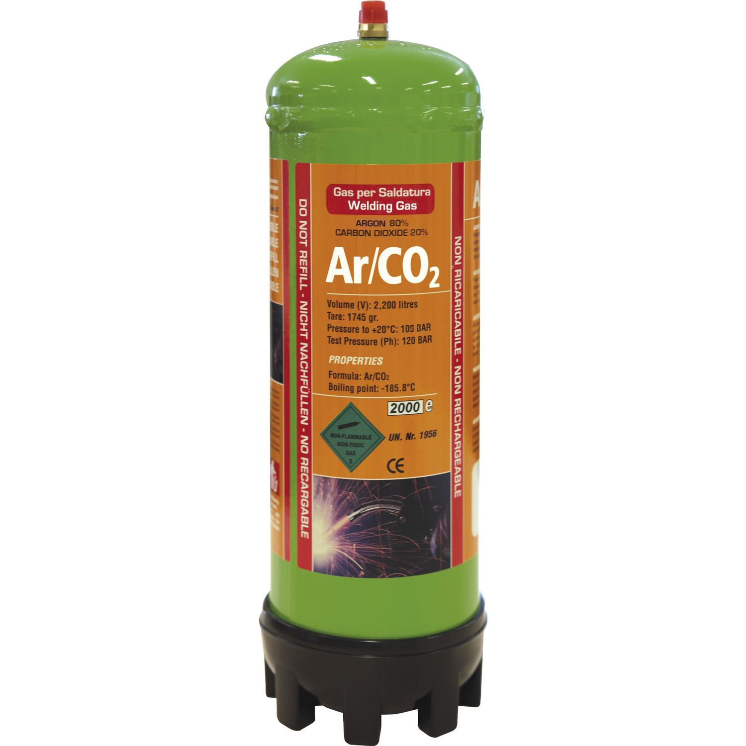 DISPOSABLE GAS CARTRIDGE - ARGON/CO2 - 2.2L