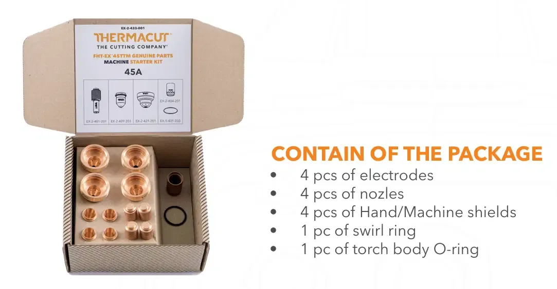 Hand Torch consumable starter kit for 45SD/45HD