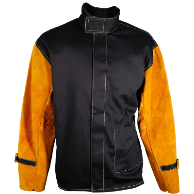 Parweld Panther BLACK PPE Leather Sleeve Welding Jacket Medium