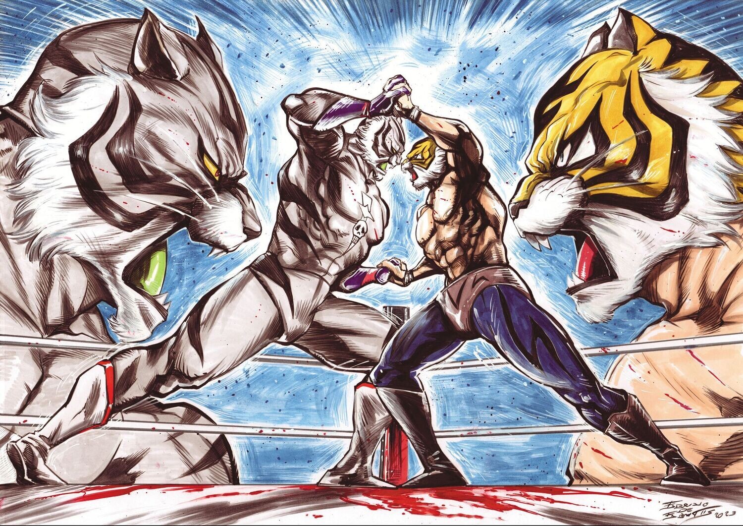 TIGER MASK VS TIGER THE GREAT - Stampa A3