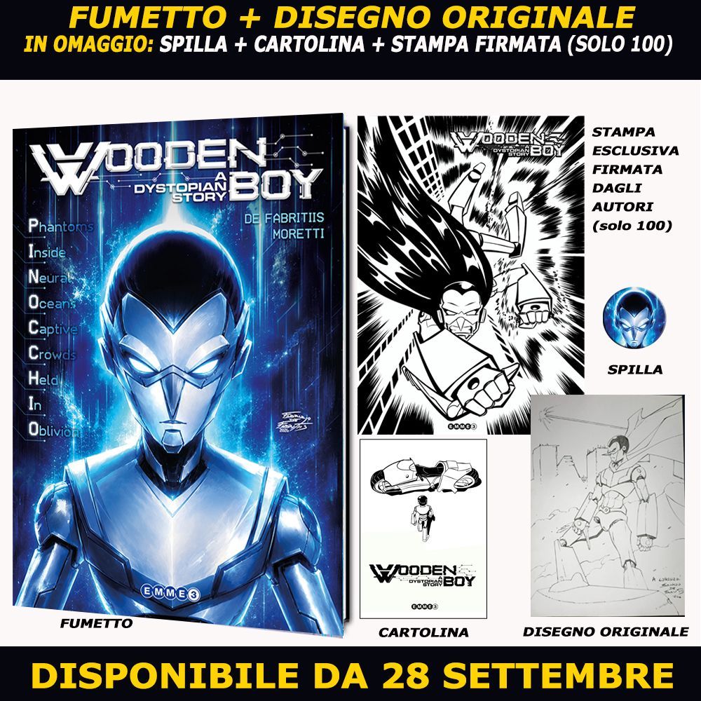 WOODEN BOY - A DYSTOPIAN STORY + DISEGNO ORIGINALE(PREORDINE) WOODEN BOY - A DYSTOPIAN STORY + DISEGNO ORIGINALE(PREORDINE)