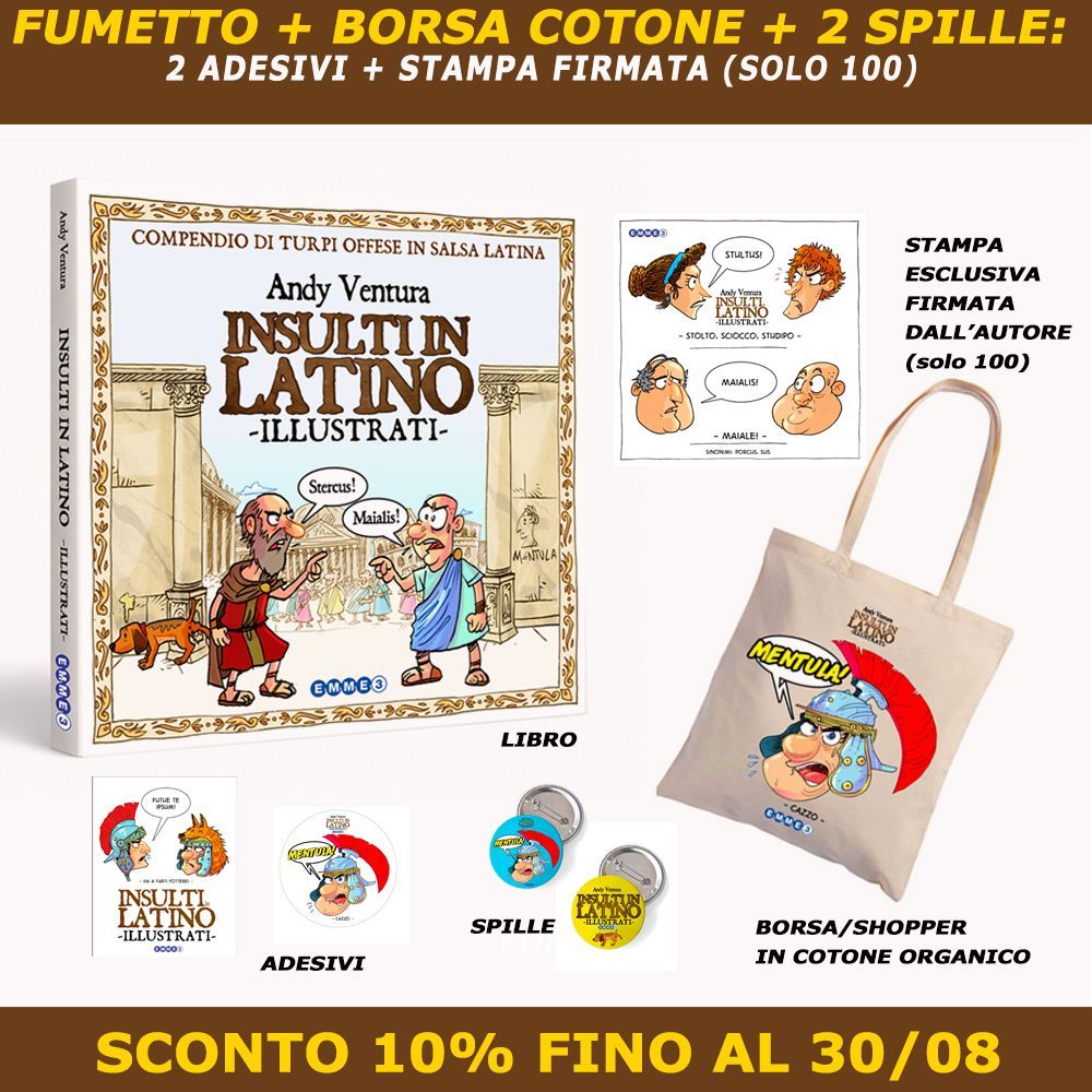 INSULTI IN LATINO ILLUSTRATI + SPILLE+SHOPPER (PREORDINE) INSULTI IN LATINO ILLUSTRATI + SPILLE+SHOPPER (PREORDINE)
