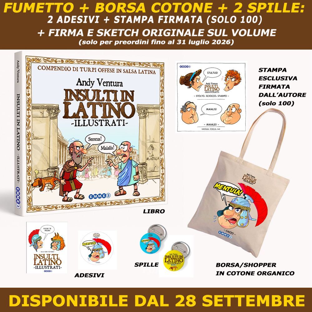 INSULTI IN LATINO ILLUSTRATI + SPILLE+SHOPPER (PREORDINE) INSULTI IN LATINO ILLUSTRATI + SPILLE+SHOPPER (PREORDINE)