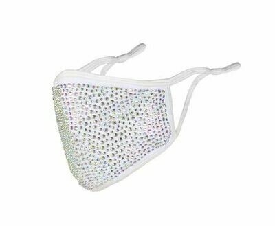 White Face Mask with AB Rhinestones White Face Mask with AB Rhinestones