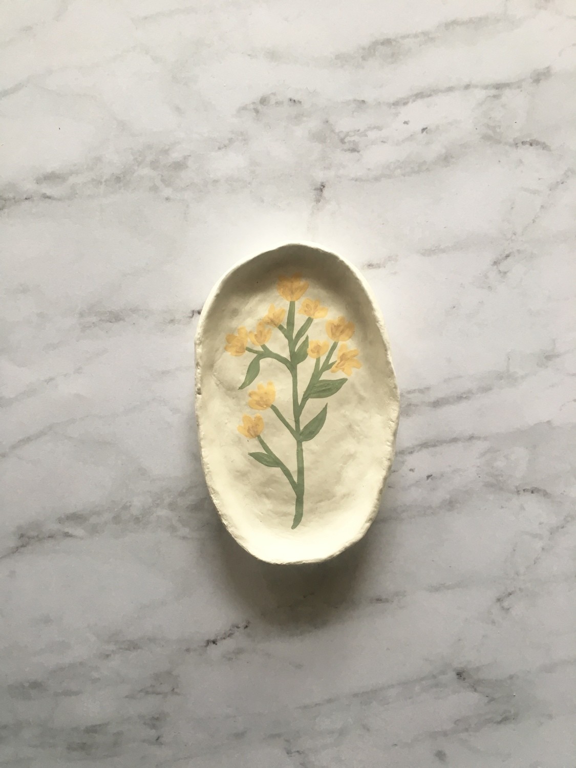 Yellow flower trinket dish