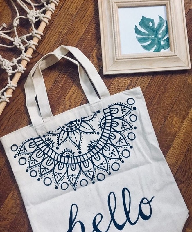 Canvas tote bags and wristlets