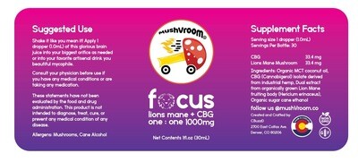 Lionsmane + CBG 1000mg 1:1 Tincture