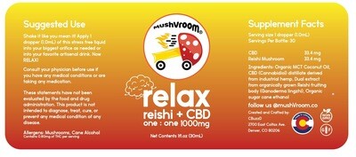 Reishi + CBD 1000mg 1:1 Tincture