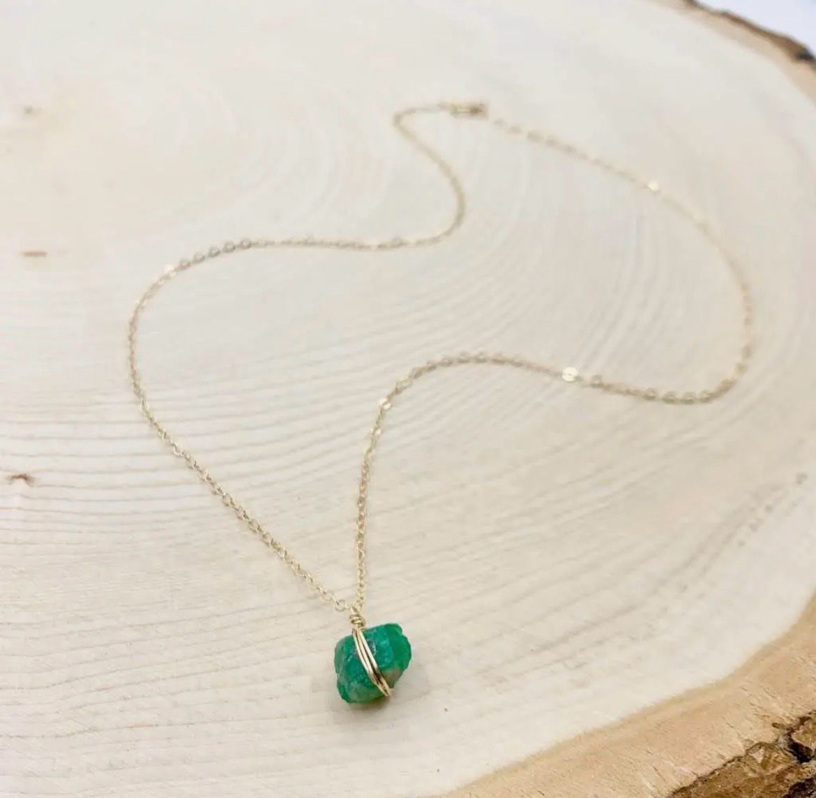 Raw Emerald Necklace