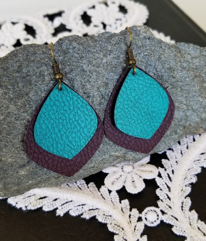Brown and Teal Earrings