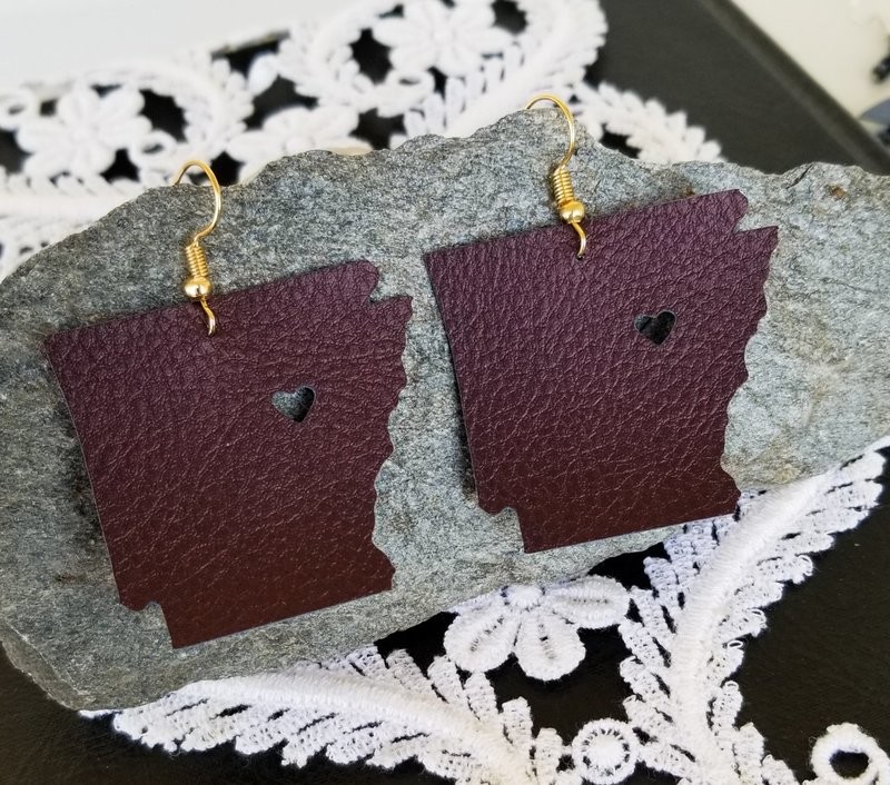 Brown Arkansas State Earrings