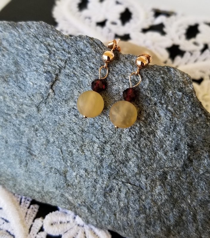 Rose Gold Frosted Quartz and Garnet