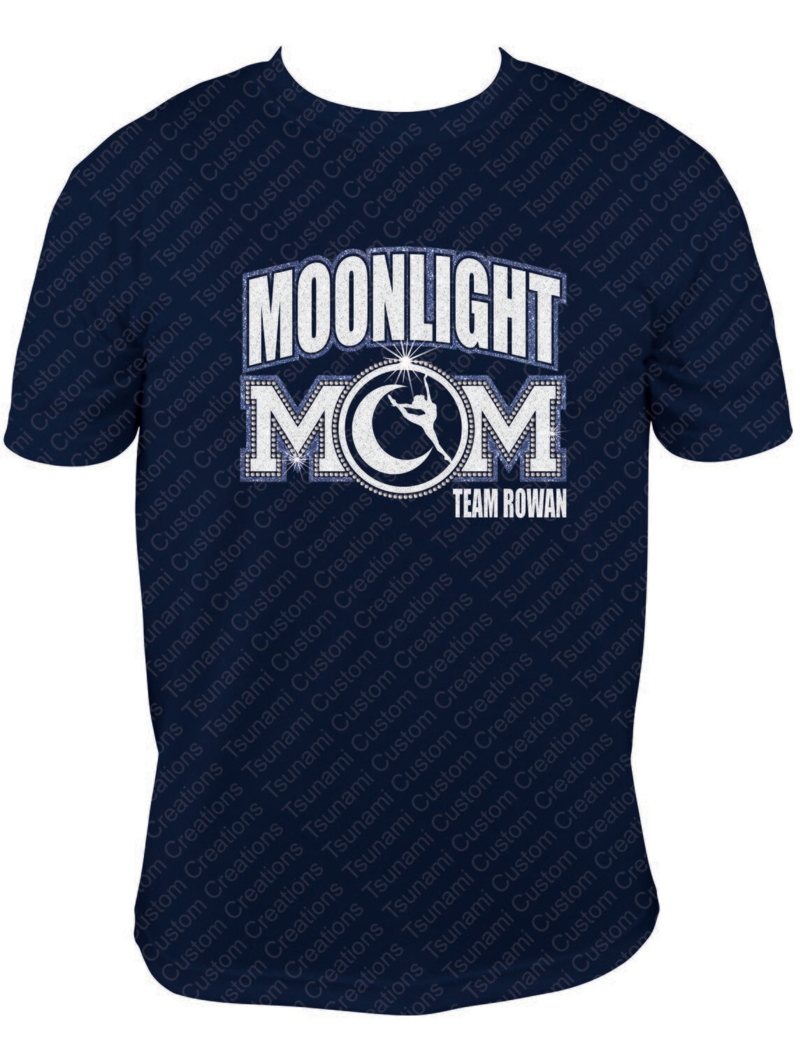 Glitter and Rhinestone Moonlight Mom T-Shirt