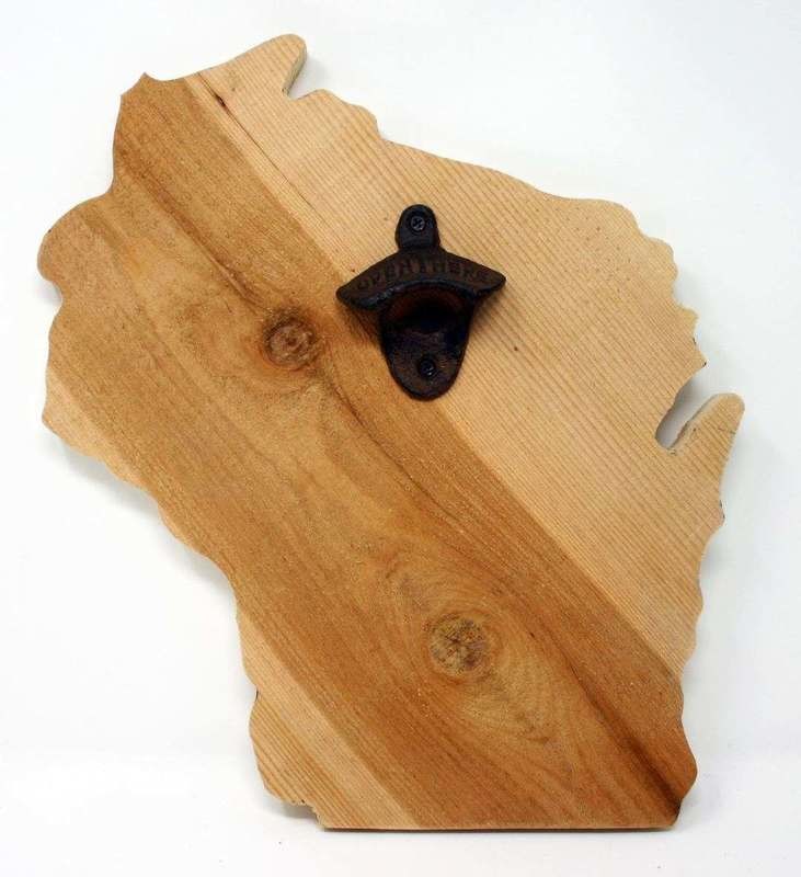 Wisconsin State board with bottle opener