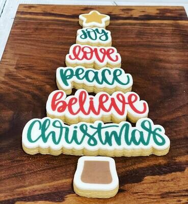 Word Christmas Tree Cookies