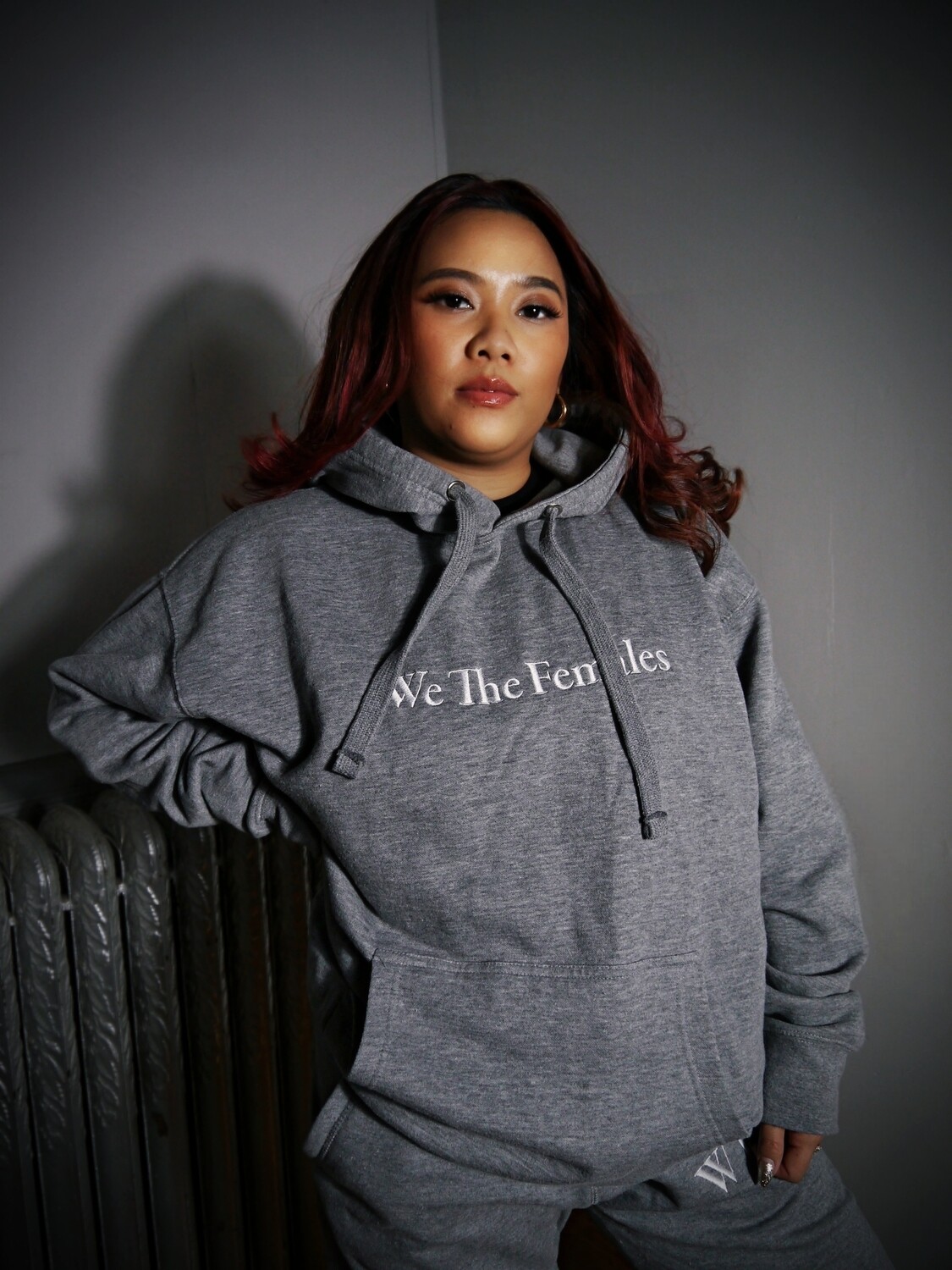 We The Females Grey Embroidered Hoodie