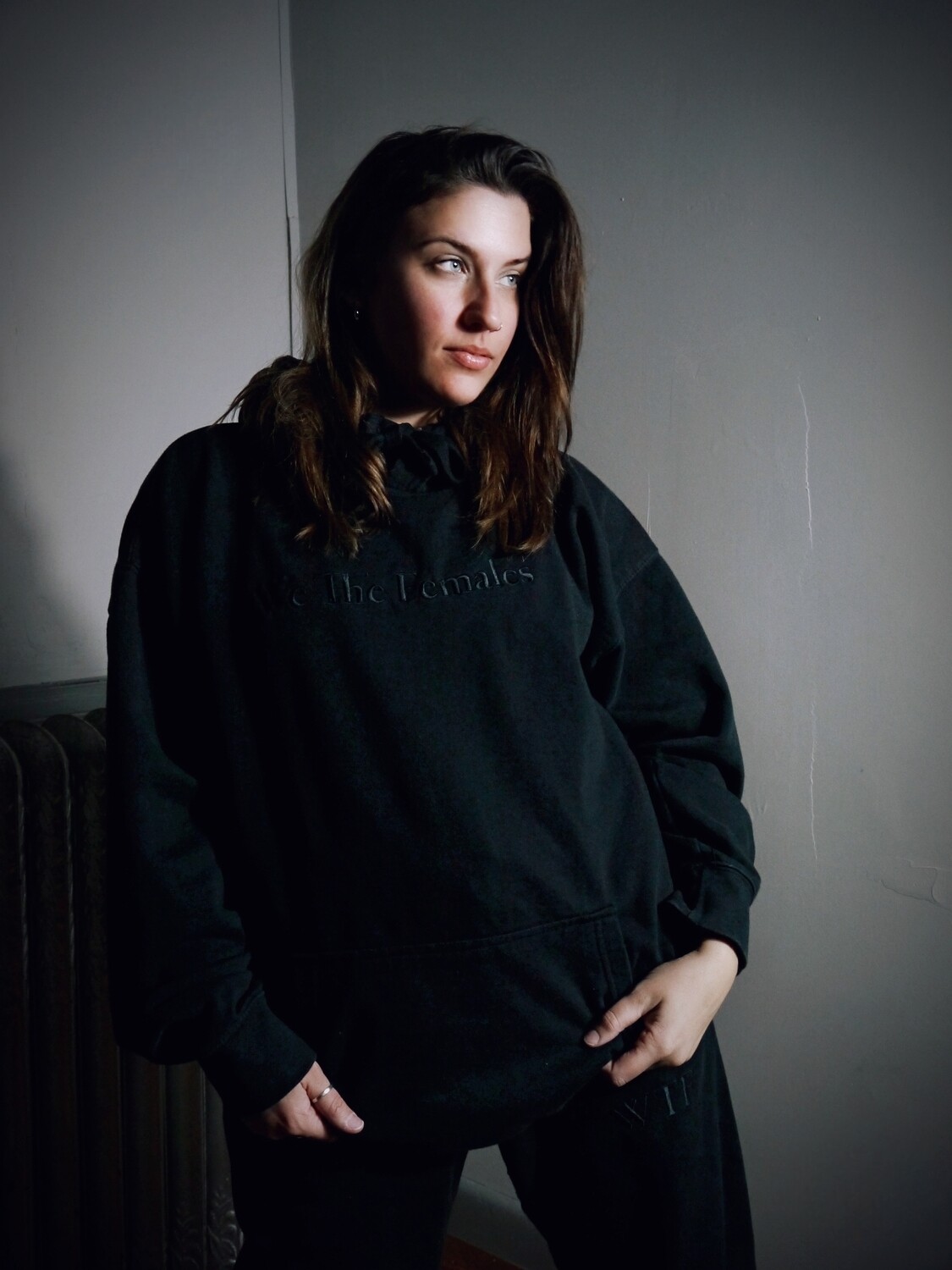 ​We The Females Black Embroidered Hoodie