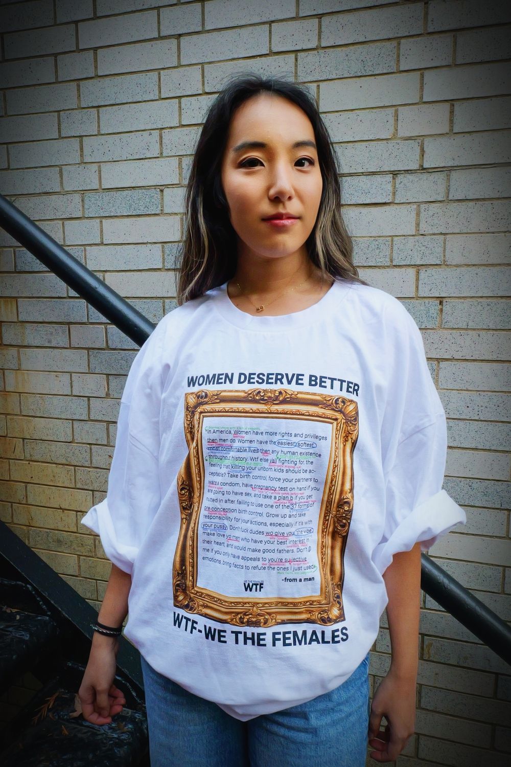 Women Deserve Better Oversized Tee - Front Letter