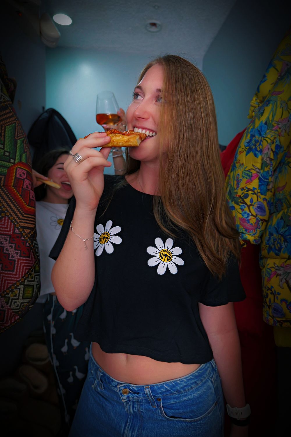 Flower Boobs Crop Tee - Black