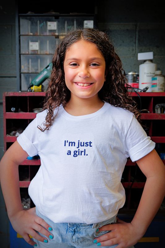 I'm Just A Girl Embroidered Tee - Kids