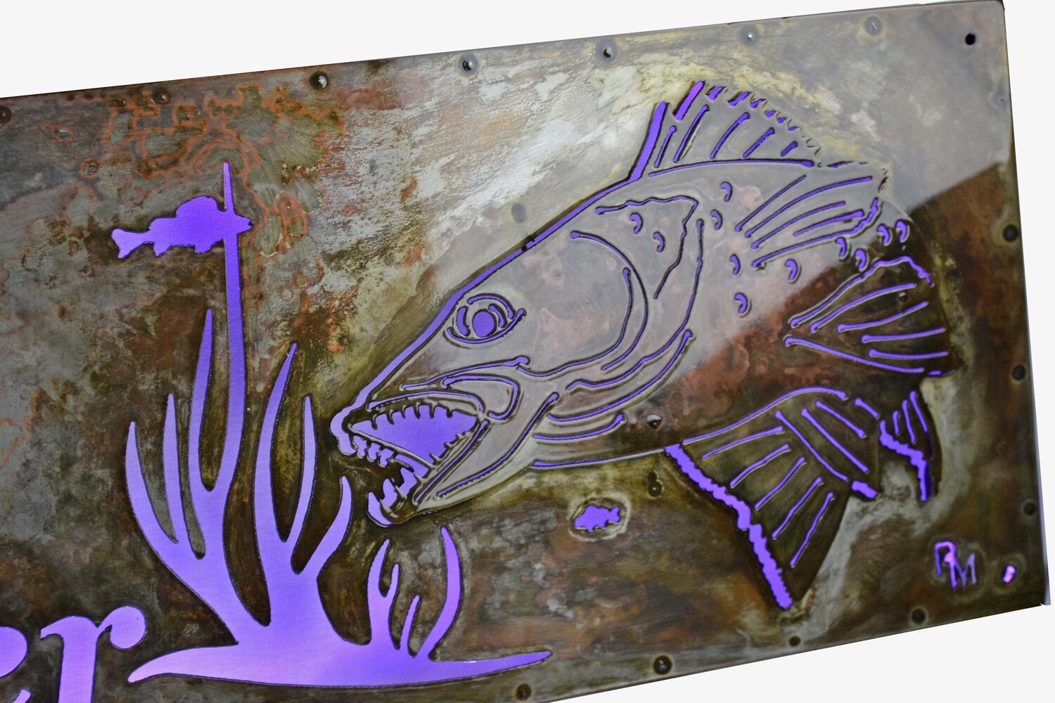 Custom Sign - 3D Framed Lighted - Deer &amp; Walleye