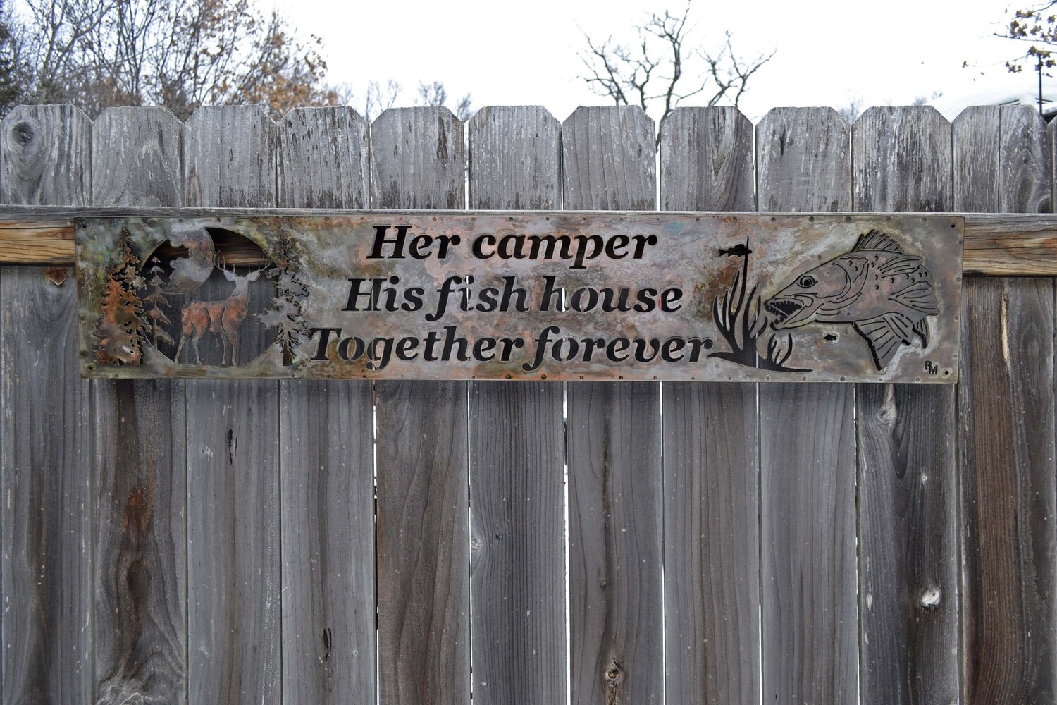 Custom Sign - 3D Framed Lighted - Deer &amp; Walleye