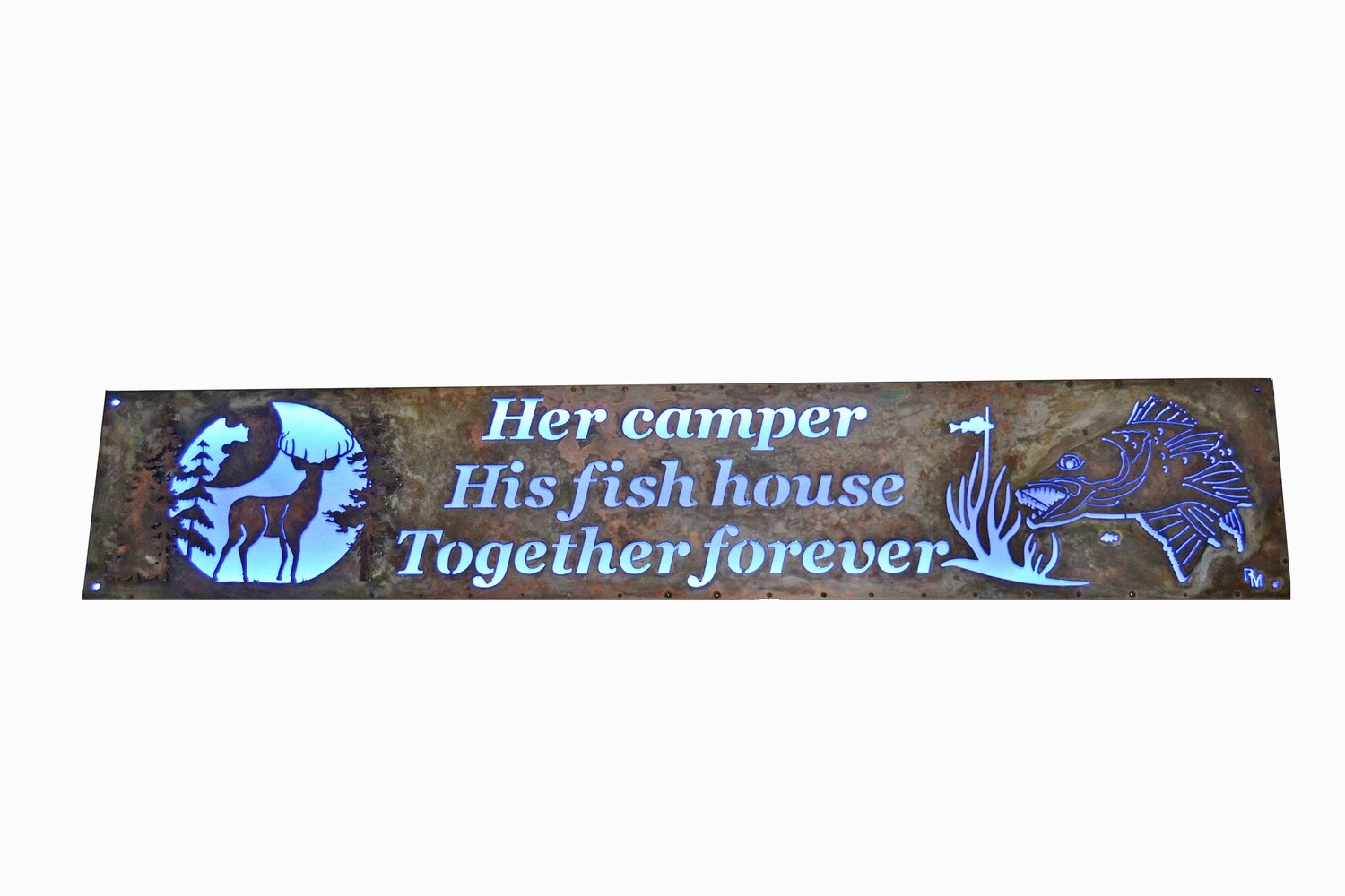Custom Sign - 3D Framed Lighted - Deer &amp; Walleye