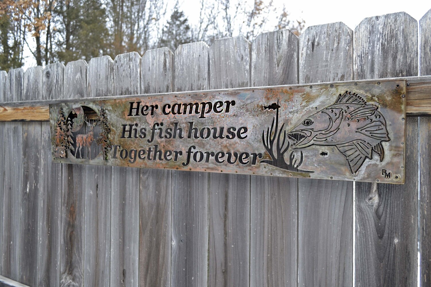 Custom Sign - 3D Framed Lighted - Deer &amp; Walleye