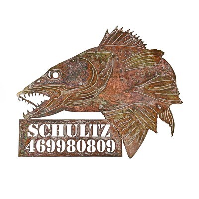 Custom Fish Sign w/ Name & #'s