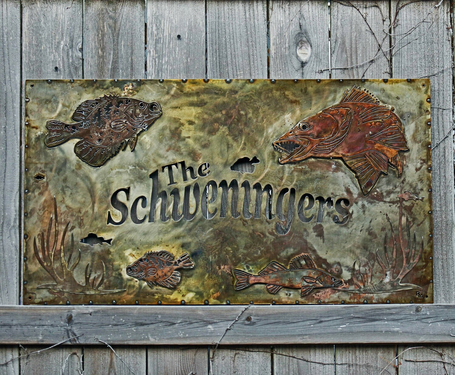 Custom Sign - 3D Framed Lighted - Crappie & Walleye
