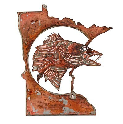 Rustic Metalz 4 Set of Fish - Metal Wall Art Pike Bass Crappie Walleye  Theme Decor Set Rustic Fish Cabin Decor Fishing Lover Gift Vintage Lake Fish  Scene 