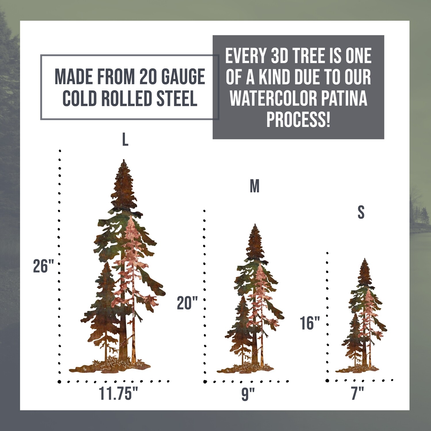 3D Pine Tree Trio