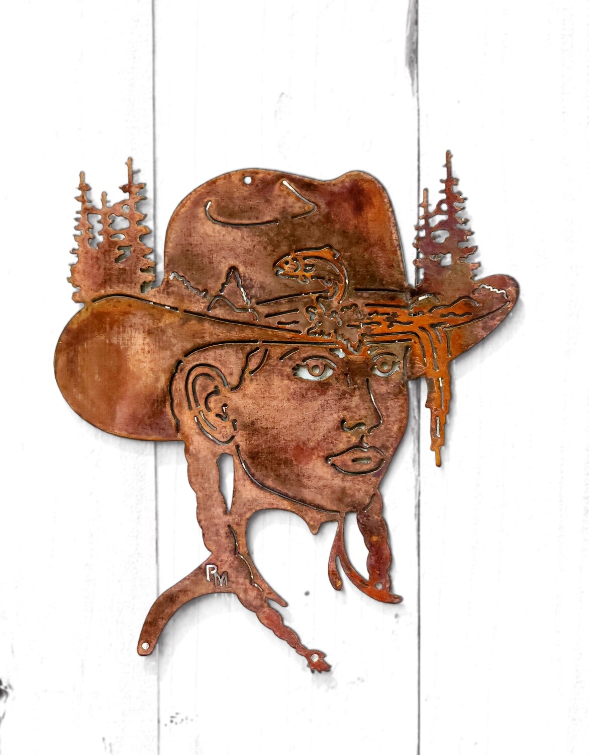 Girly Cowboy Hat w/ Fish &amp; Nature Scene - Super Sale
