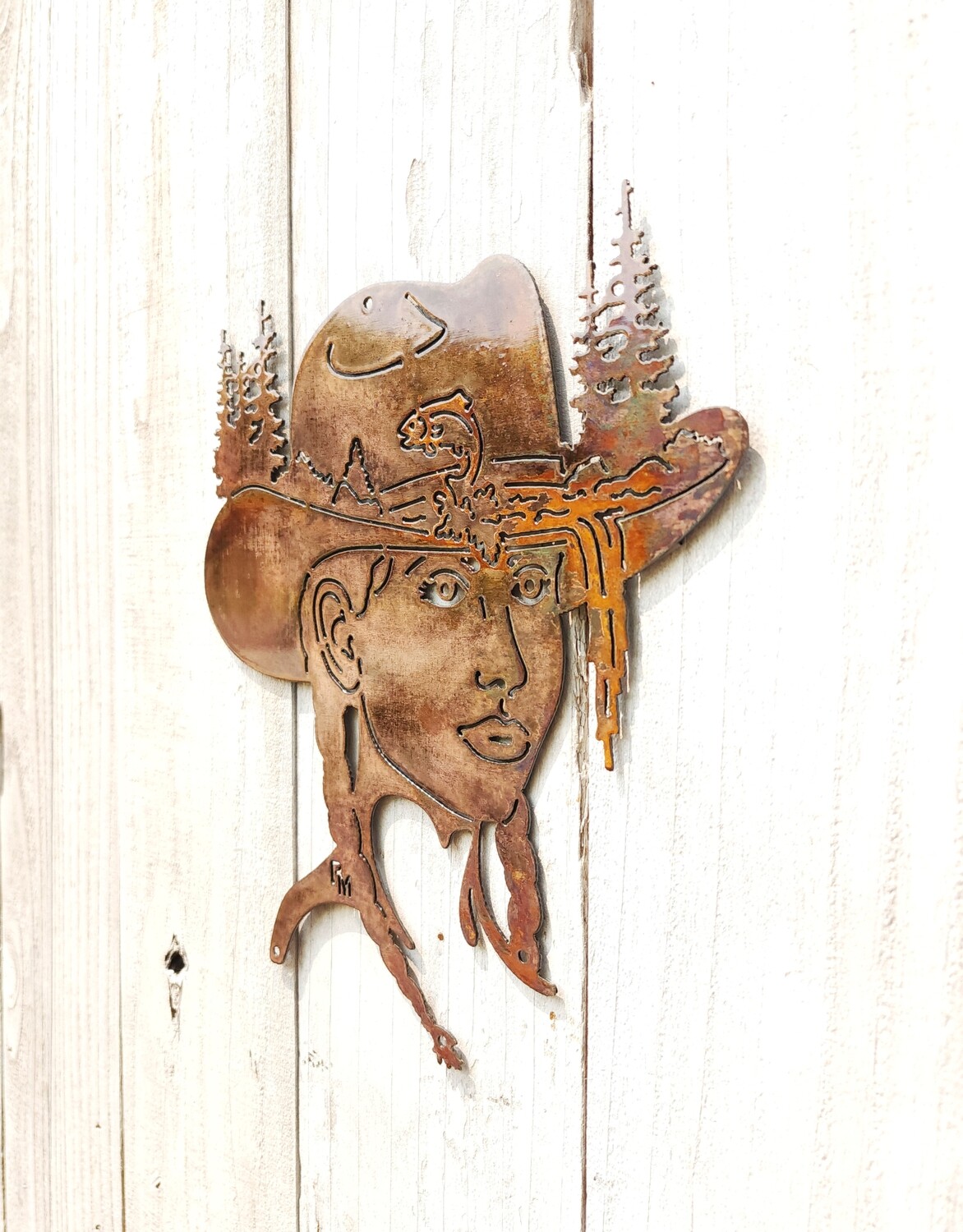 Girly Cowboy Hat w/ Fish &amp; Nature Scene - Super Sale