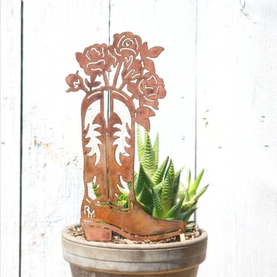 Rose Cowboy Boot Stake
