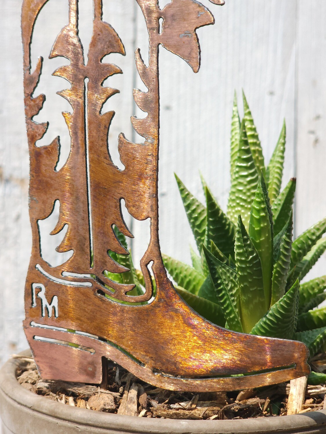 Rose Cowboy Boot Stake