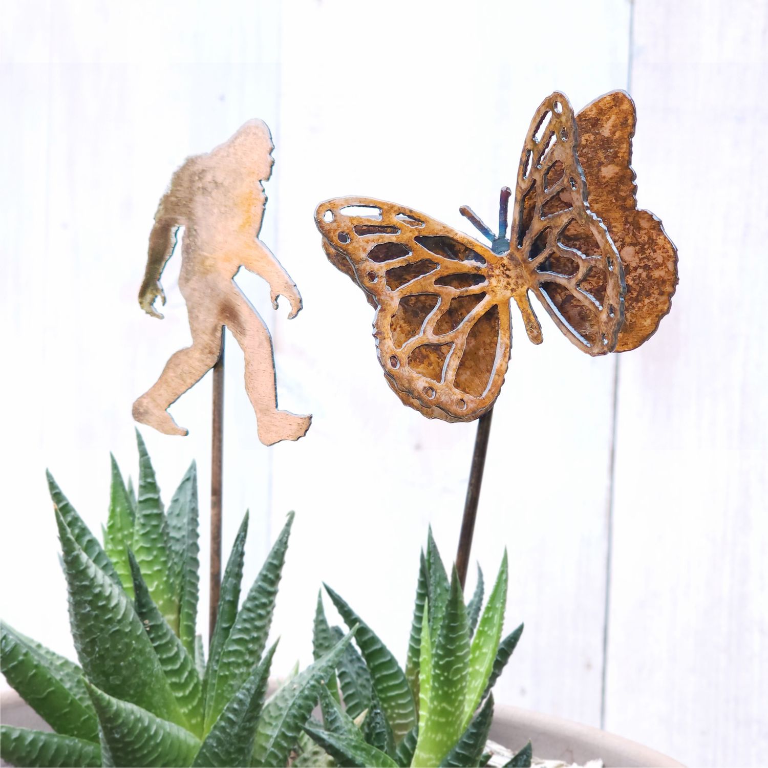 Small Yeti &amp; Monarch Butterfly Stake Set