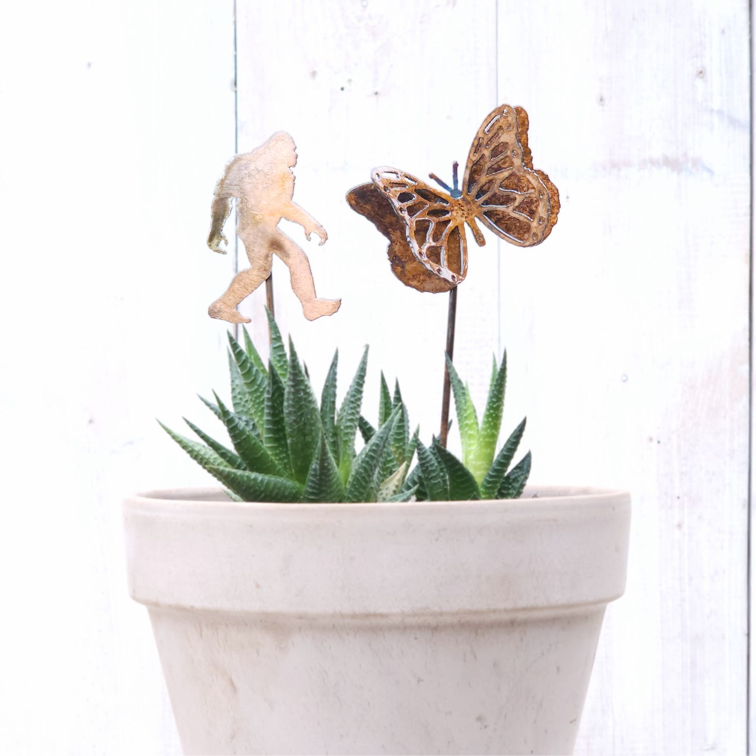 Small Yeti &amp; Monarch Butterfly Stake Set