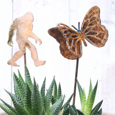 Small Yeti &amp; Monarch Butterfly Stake Set