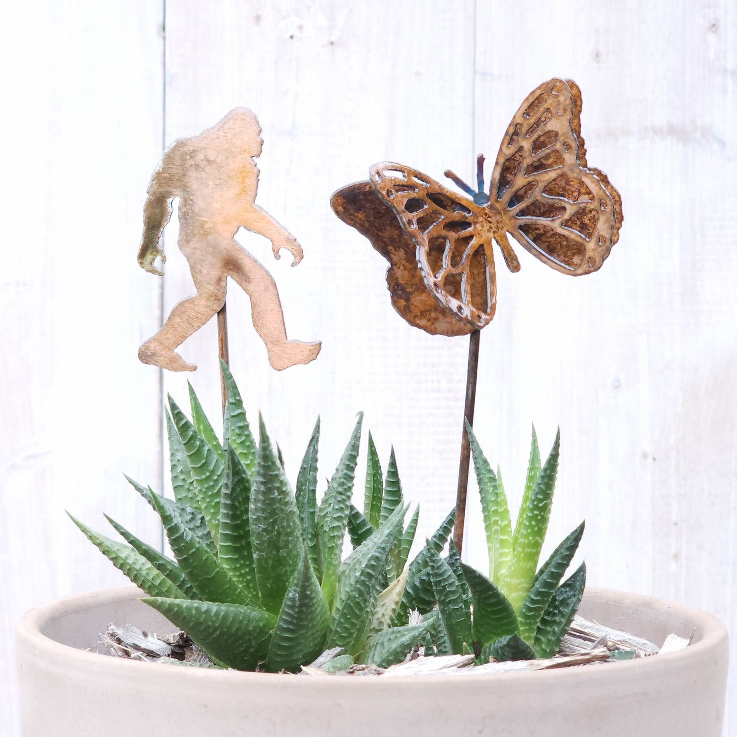 Small Yeti &amp; Monarch Butterfly Stake Set